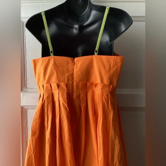 FARM Rio Bicolor Sleeveless Organic Cotton Midi Dress Orange Guava - Picture 5 of 14